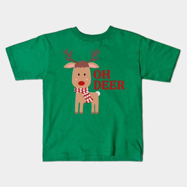 Oh Deer - Cheery RudoReindeer Festive Tee Kids T-Shirt by thejamestaylor